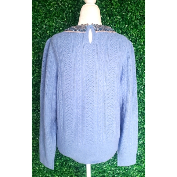 26. J.Crew Pointelle cable-knit crewneck with beaded collar - Picture 7 of 10